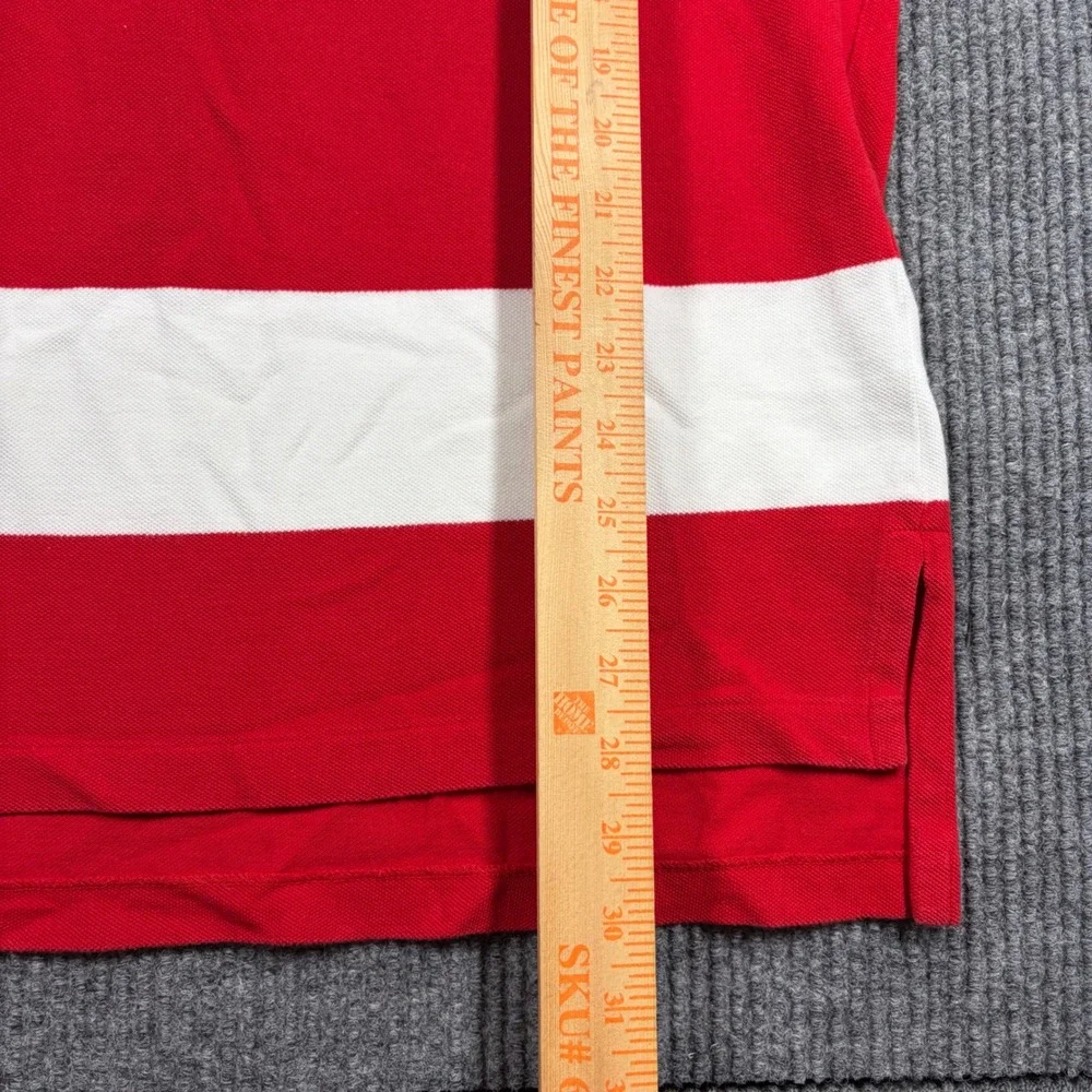 Polo Ralph Lauren Shirt Mens L Blue Red White Striped Short Sleeve Polo